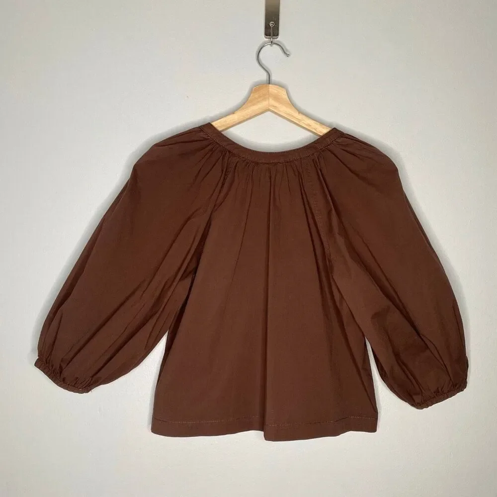 STAUD New Dill Puff Sleeve Cotton Top